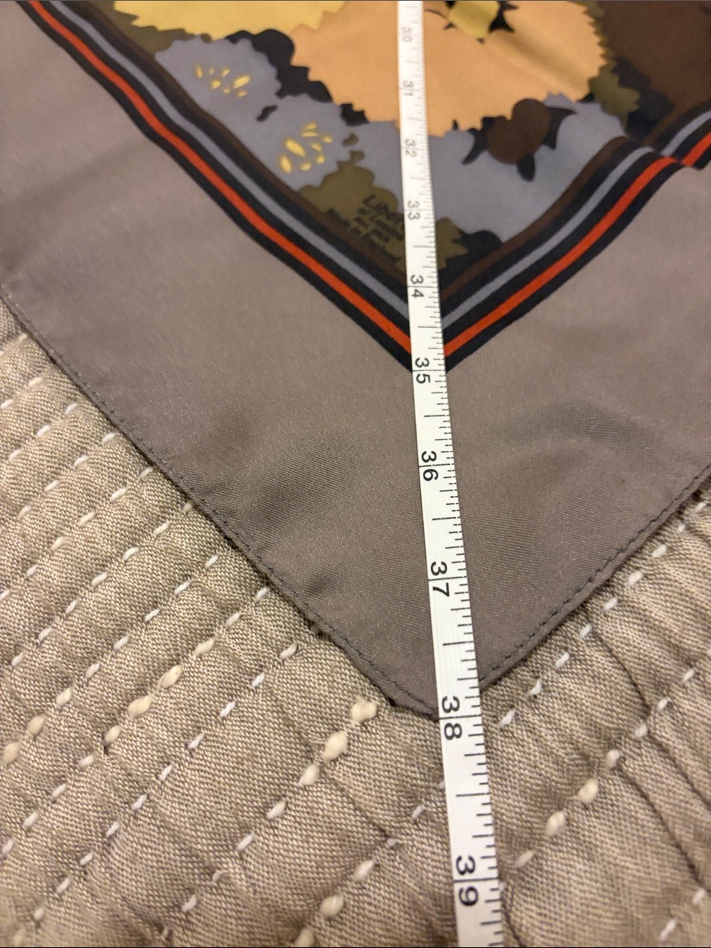 Vintage Liberty of London Floral Silk Scarf in Gray, Yellow, Orange, Blue,Brown - Picture 5 of 7
